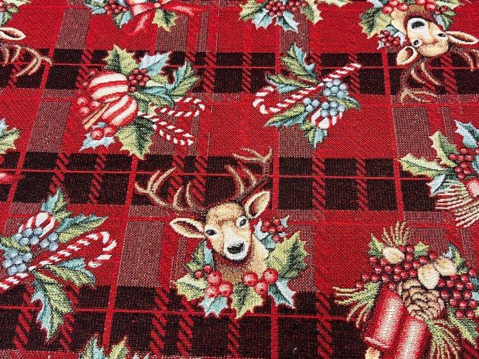 Kerstsfeer: Gobelin Lurex met Traditionele Motieven -, Antiek en Kunst, Antiek | Tapijten, Tafelkleden en Textiel