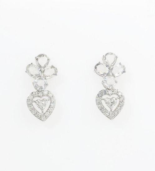 Cocktail oorbellen - 14 karaat Witgoud -  4.52ct. tw., Handtassen en Accessoires, Antieke sieraden