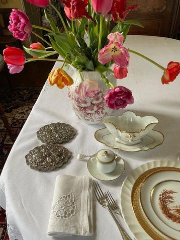 Linges de table Richelieu du XIXXe siècle tardif avec 9