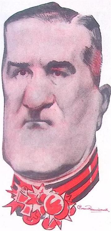 Spotprent met het gezicht van Miklós Horthy (lijst optie) beschikbaar voor biedingen