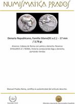 Romeinse Republiek. D. Junius Silanus L. f., c. 91 v.Chr.., Postzegels en Munten