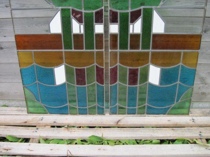 Art Deco Glas-in-loodraam (2) - 1910-1920, Antiek en Kunst, Curiosa en Brocante