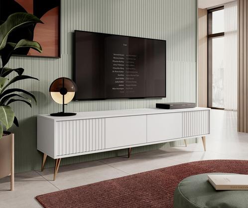 TV-Meubel wit 180x40 cm 2 kleppen goud, Huis en Inrichting, Kasten |Televisiemeubels, 25 tot 50 cm, Nieuw, 150 tot 200 cm, Overige materialen