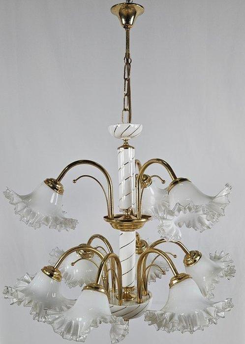 Lustre - Lustre en céramique et en laiton avec neuf points, Antiek en Kunst, Curiosa en Brocante