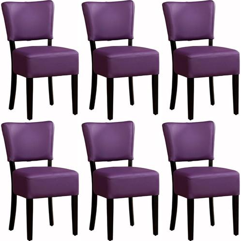 Set van 6 Leren eetkamerstoelen - Echt leer, Landelijk,, Huis en Inrichting, Stoelen, Overige kleuren, Vijf, Zes of meer stoelen