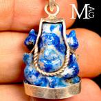 Lapislazzuli uitgehouwen Ganesh - Zilveren hanger – Wijsheid