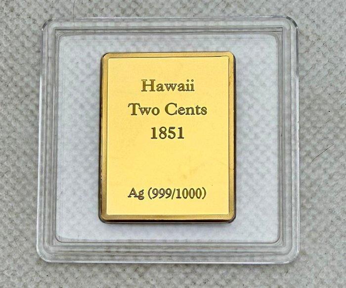 Hawaï. Hawaiian Postage , plata 999 con bano oro 24 kilates, Postzegels en Munten, Munten | Europa | Niet-Euromunten