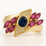Ring - 18 karaat Geel goud, Zaffiro - Rubini - Diamanti -, Nieuw