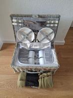 Panier de pique-nique - panier de pique-nique - Cuir, riet,,, Antiek en Kunst