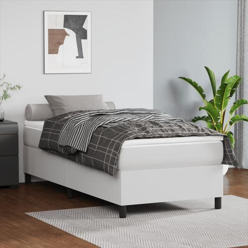 vidaXL Cadre de lit Blanc 90x190 cm Similicuir, Maison & Meubles, Chambre à coucher | Lits, Neuf, Envoi