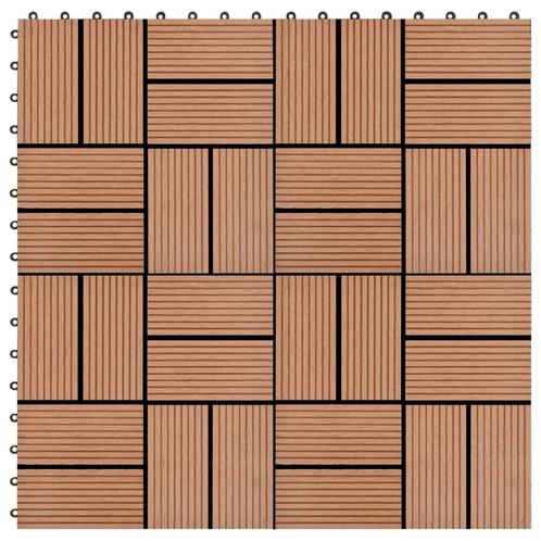 vidaXL 11 st Terrastegel 30x30 cm 1 m² HKC bruin, Doe-het-zelf en Bouw, Vloerdelen en Plavuizen, Nieuw, Verzenden