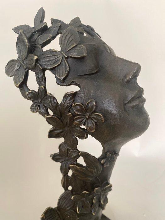 Beeld, Bloemenmeisje - 33 cm - Brons, Marmer, Antiek en Kunst, Curiosa en Brocante