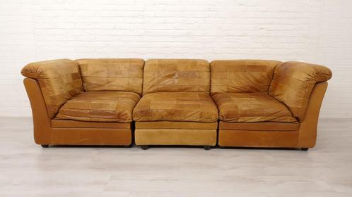 Vintage bank | Elementen bank | Leer | Bruin, Huis en Inrichting, Zetels | Zetels, Ophalen of Verzenden