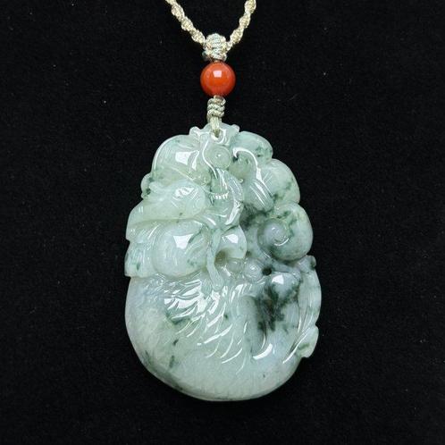 Fish-Dragon Pendant - Gecertificeerde Jadeiet (A-jade) -, Antiek en Kunst, Antiek | Overige Antiek