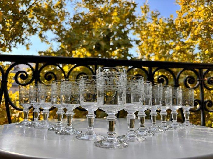 Baccarat, attr. - Drinkset (13) - Greek Key - Kristal, Antiek en Kunst, Antiek | Glaswerk en Kristal