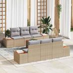 vidaXL Tuinbank Set met kussen met opslag 7 pcs Beige Poly, Verzenden, Nieuw