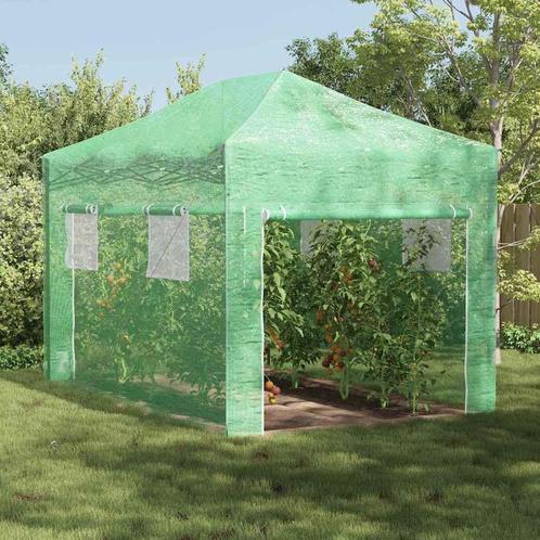 vidaXL Kas met dak Groen 280 x 410 x 315 cm Staal, Tuin en Terras, Kassen, Nieuw, Verzenden