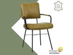 Leren eetkamerstoel Solid met armleuning - Granada Olive, Huis en Inrichting, Stoelen, Overige kleuren, Nieuw, Leer, Ophalen of Verzenden