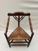 Stoel - Franse Bobbin Hoekstoel met Rieten Afwerking - Hout,