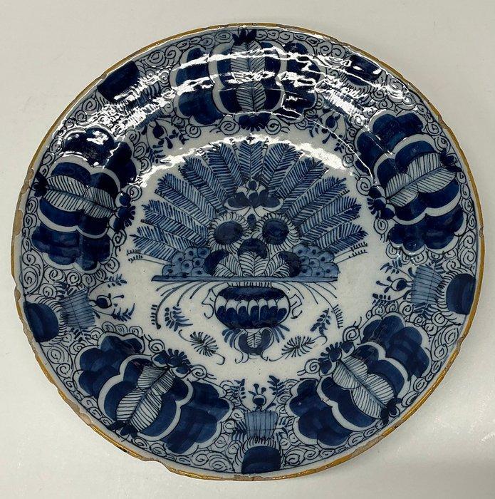 Delfts blauw bord – Pauwenstaart decor – ca. 1740–1770 - De, Antiek en Kunst, Antiek | Glaswerk en Kristal