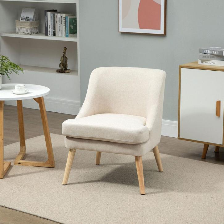 Eetkamerstoel – LuxeLiving - armleuning en gestoffeerd - wit, Huis en Inrichting, Stoelen, Wit, Nieuw, Stof, Ophalen of Verzenden