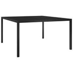 vidaXL Table de jardin 130x130x72 cm Noir Acier et verre, Verzenden