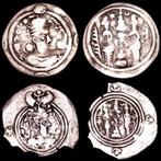 Sassaniedische Rijk Drachm Set of two silver drachmas., Postzegels en Munten