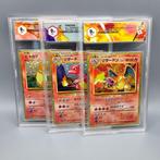 CHARMANDER/CHARMELEON/CHARIZARD Base Set - 3 Graded card -, Hobby en Vrije tijd, Nieuw