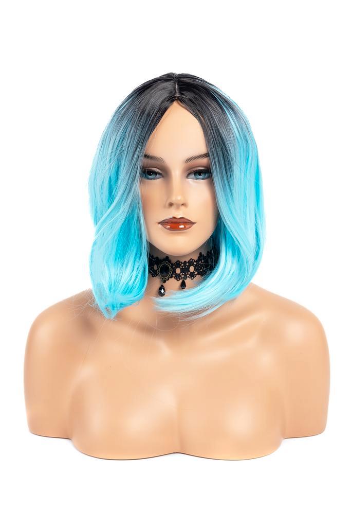 Luxe Blauw Zwarte Pruik Curtain Bangs Pony Schouderlengte Ha, Kleding | Dames, Carnavalskleding en Feestkleding, Nieuw, Ophalen of Verzenden