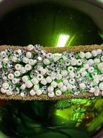 Esse Italia: donker groene kerstbal met witte kralen rand,, Nieuw