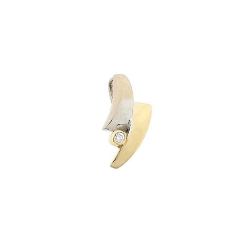 Bicolor gouden hanger met zirconia (zirconia stenen), Handtassen en Accessoires, Bedels, Gebruikt, Overige merken, Goud, Ophalen of Verzenden