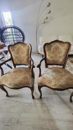 Fauteuil (2) - Bois, Textile - 2 fauteuils Luigi XV