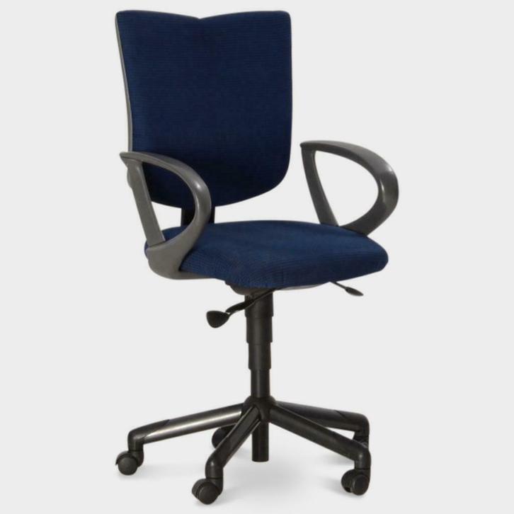 Interstuhl W152, donkerblauw geblokt, vaste armleggerd, Maison & Meubles, Bureaux, Enlèvement ou Envoi