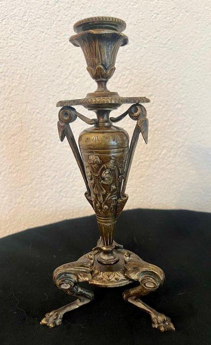 Bougeoir (2) - Bronze patiné - Paire de bougeoirs, Antiek en Kunst, Curiosa en Brocante