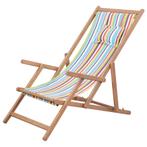 vidaXL Chaise pliable de plage Tissu et cadre en bois, Verzenden