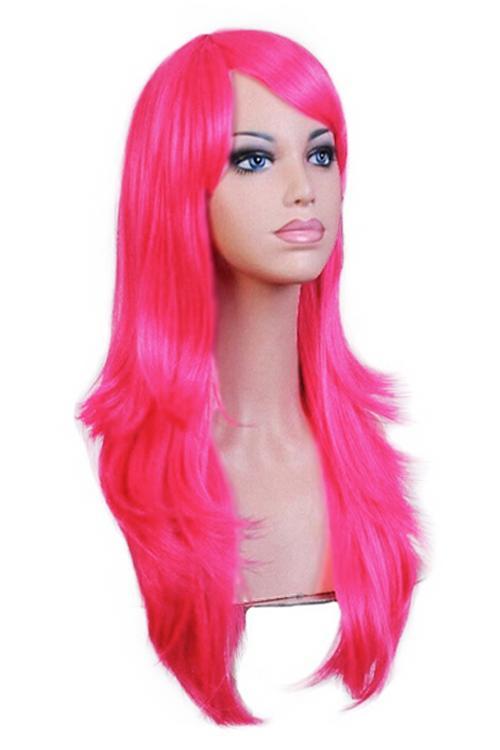 Luxe Lange Neon Roze Pruik Roze Unicorn Lang Haarwerk Schuin, Kleding | Dames, Carnavalskleding en Feestkleding, Nieuw, Ophalen of Verzenden