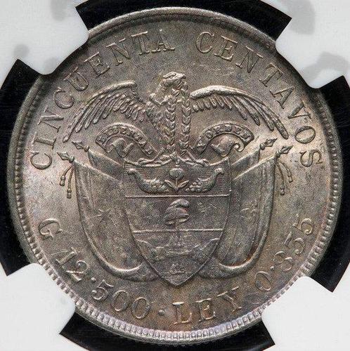 Colombia. 50 centavos 1892 - NGC MS61 (Aniversario del, Postzegels en Munten, Munten | Europa | Niet-Euromunten
