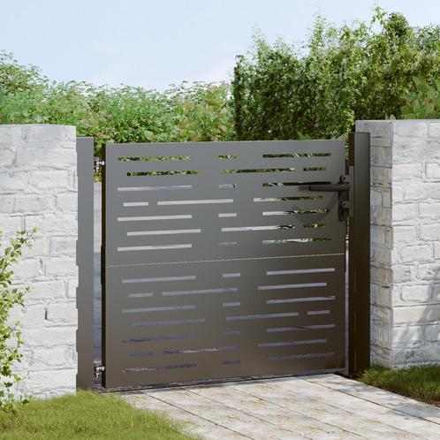 vidaXL Tuinpoort met slot Zwart Poedercoated staal, Tuin en Terras, Tuinpoorten, Nieuw, Verzenden