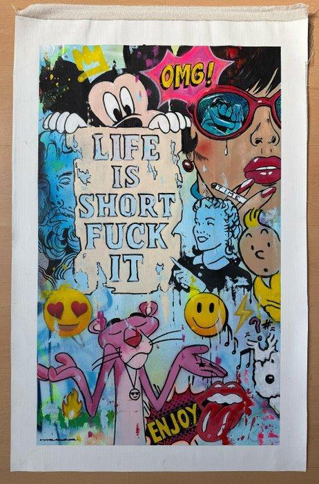 MrKas - Life is short, Fuck it - XL, Antiek en Kunst, Kunst | Schilderijen | Modern