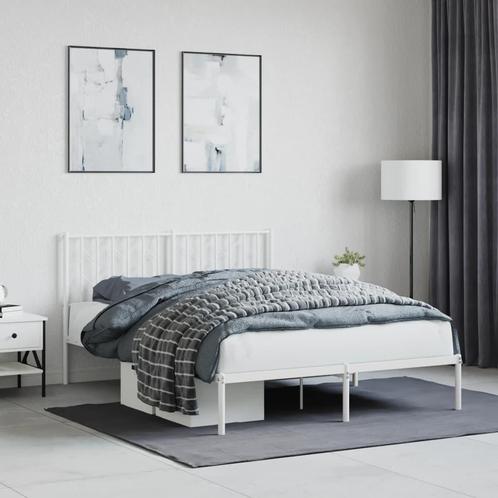 vidaXL Bedframe met hoofdbord metaal wit 140x200 cm, Huis en Inrichting, Slaapkamer | Bedden, Nieuw, Verzenden