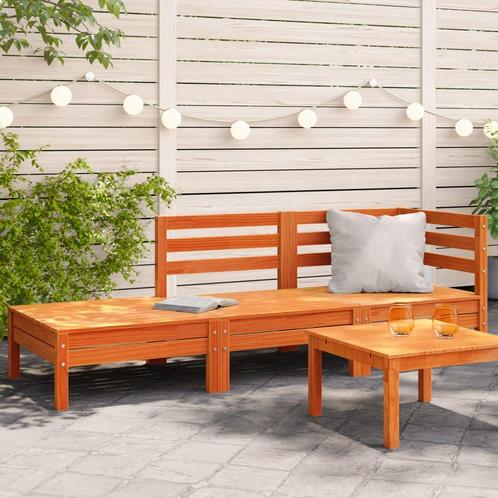 vidaXL Tuinbank 3-zits massief grenenhout wasbruin, Tuin en Terras, Tuinsets en Loungesets, Nieuw, Verzenden