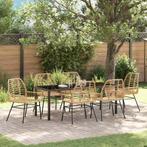 vidaXL Tuin Eettafel Set 7 pcs Bruin poly rattan, Tuin en Terras, Verzenden, Nieuw
