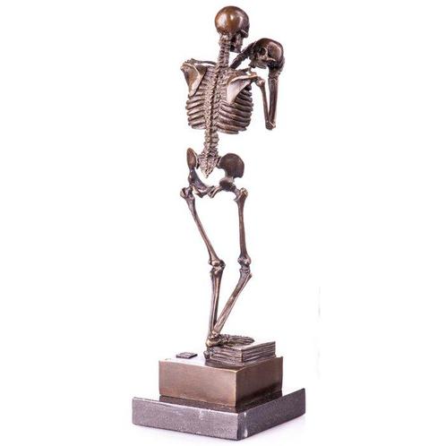 Figure - Bronzefigur Denker Skelett - Bronze, Marbre, Antiek en Kunst, Curiosa en Brocante