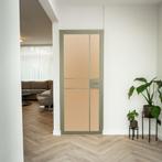 Stalen Binnendeur 6 Vlaks Olijfgroen Mat glas Met slot, Minder dan 80 cm, Binnendeur, Nieuw, Metaal