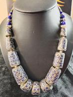 Metallo wit metaal en lapis lazuli. - Halsketting -