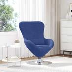 vidaXL Eivormige stoel Politie blauw 63 x 73 x 90 cm Fluweel, Huis en Inrichting, Fauteuils, Verzenden, Nieuw