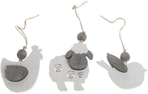 Houten hanger Boerderijdieren Schaapje Vogel Kip 10-12 cm, Hobby en Vrije tijd, Knutselen, Nieuw