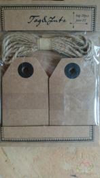 Labels en jute, 4, 5x7, 5cm, zak 20st.  tags and, Nieuw