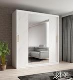 Kledingkast marmer wit 180x62x200 schuifdeuren met spiegel, Verzenden, Nieuw