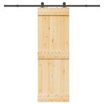 vidaXL Schuifdeur met beslag 70x210 cm massief grenenhout, Doe-het-zelf en Bouw, Deuren en Vliegenramen, Verzenden, Nieuw